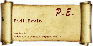 Pidl Ervin névjegykártya