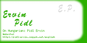 ervin pidl business card